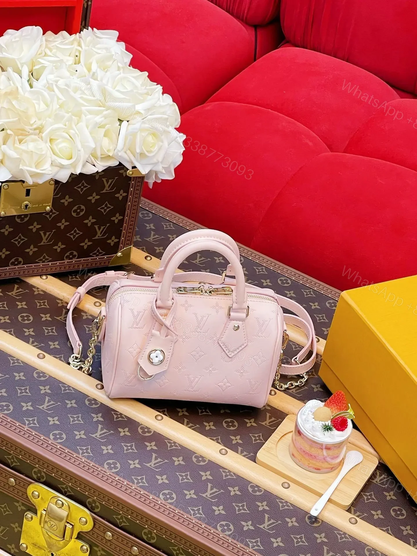 View 5 of Louis Vuitton Speedy 20 in pink Monogram Empreinte