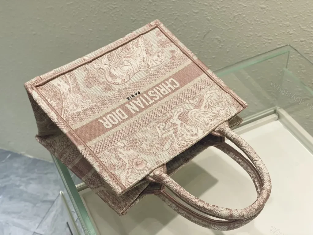 View 5 of Pink Dior Jacquard Tote: Structured Luxury Bag