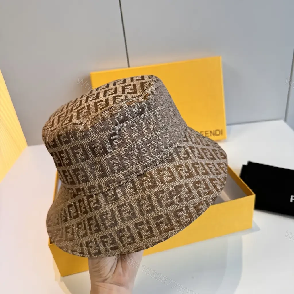 View 8 of Beige/Brown Quilted FF Pattern Bucket Hat with Brim