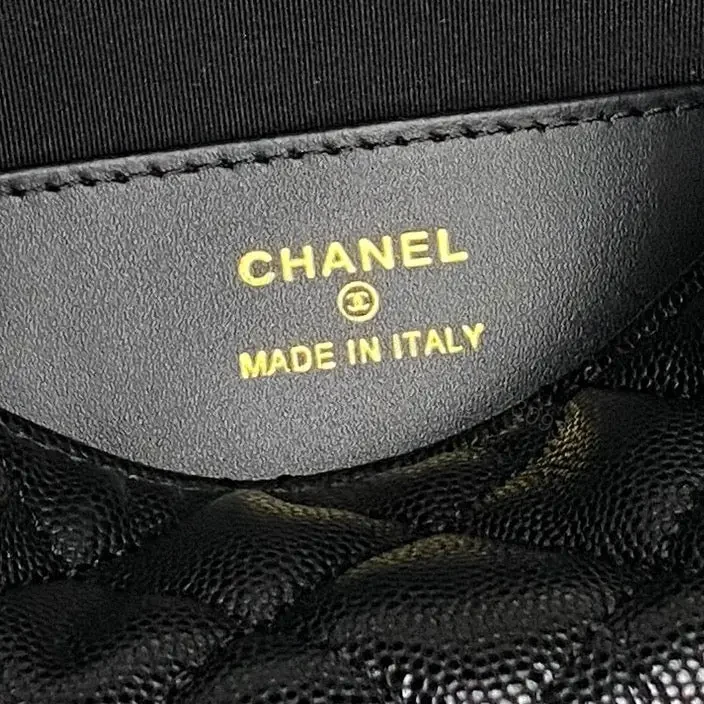 View 7 of Chanel 24A Hobo Handbag in black quilted caviar leather
