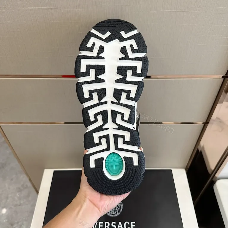 View 3 of White Leather Versace High-Top Sneaker: Bold Luxury Comfort