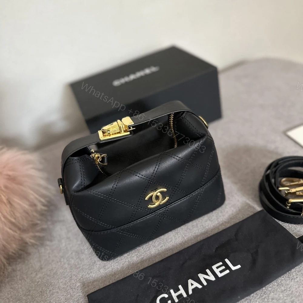 View 5 of Chanel Clutch With Chain Quilted Leather Black 19cm