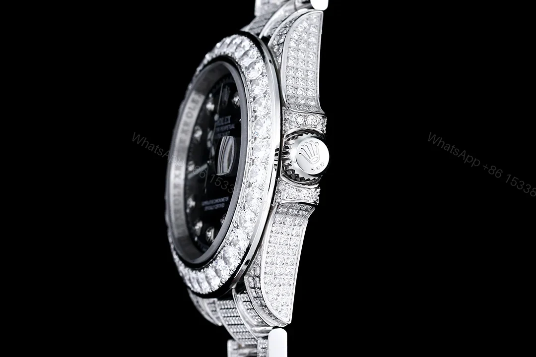 View 6 of Rolex Full Iced Diamond Case Bracelet Luxury Watch 42mm Ultimate Edition RG-ROLEX-FULL-ICED-DIAMOND-904-42