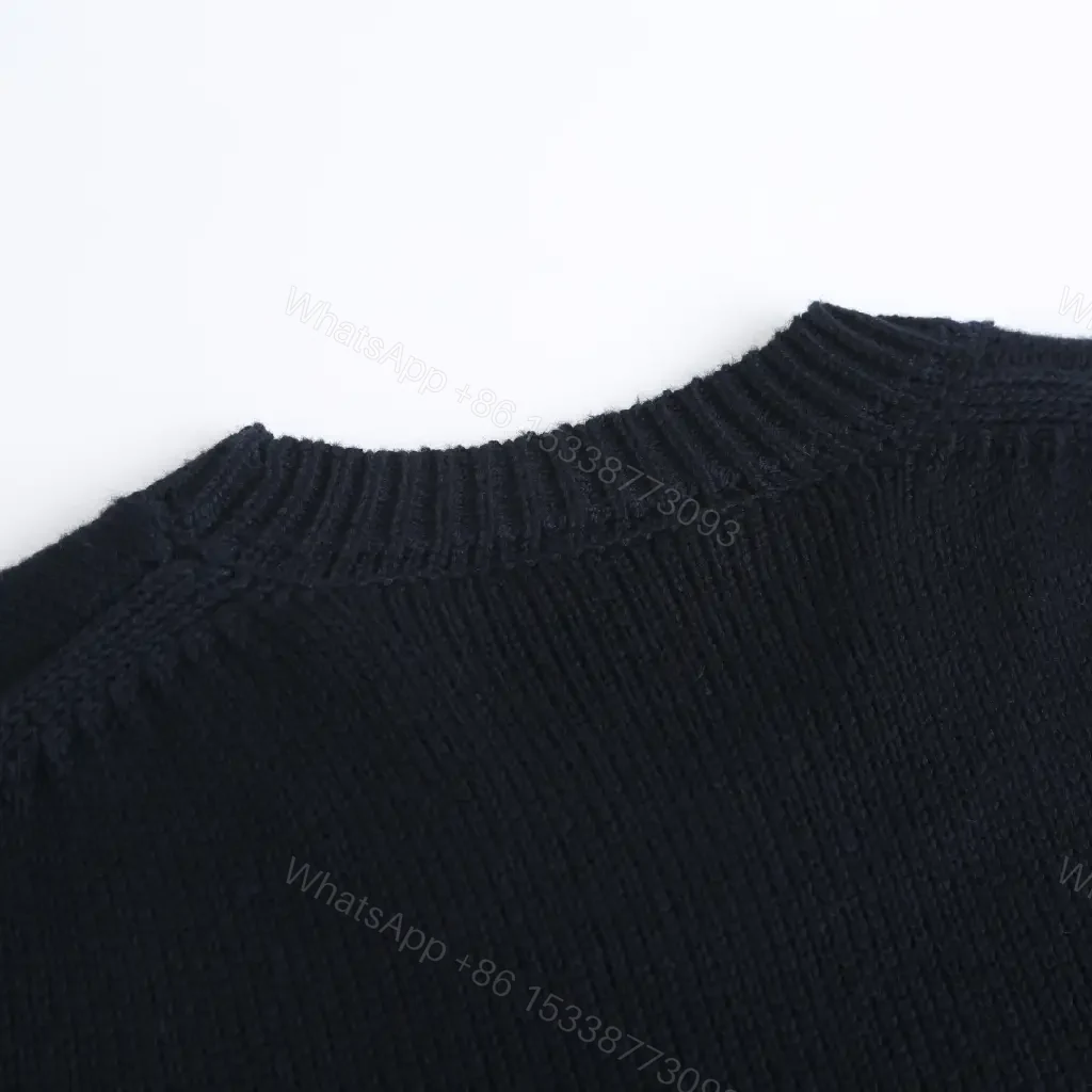 View 2 of Navy Knit Knight Embroidery Crewneck Sweater