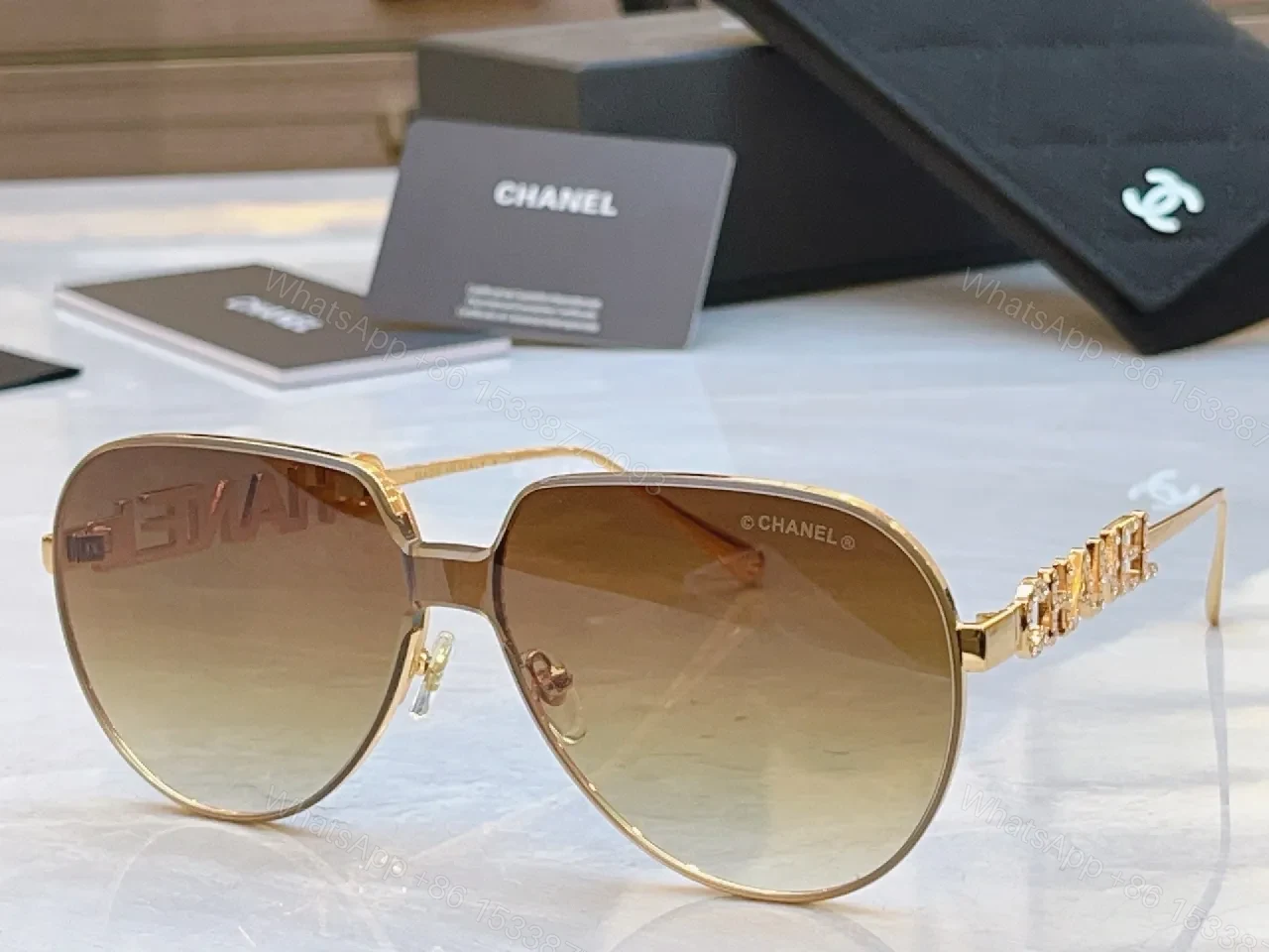 View 9 of Gem-Trimmed Aviators in Violet Luxe: Gold Frame, UV400