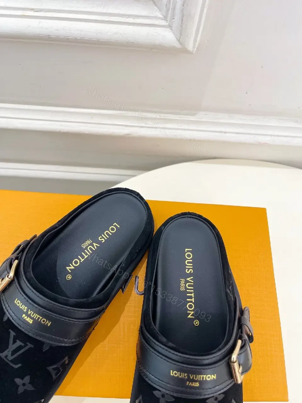 View 2 of Velvet Monogram Slip-Ons: Luxe, Comfortable Mules