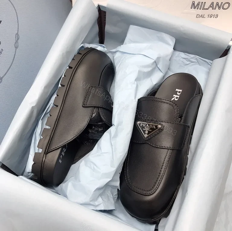 View 9 of Prada Black Leather Loafers â€” Signature Logo, Everyday Sophistication