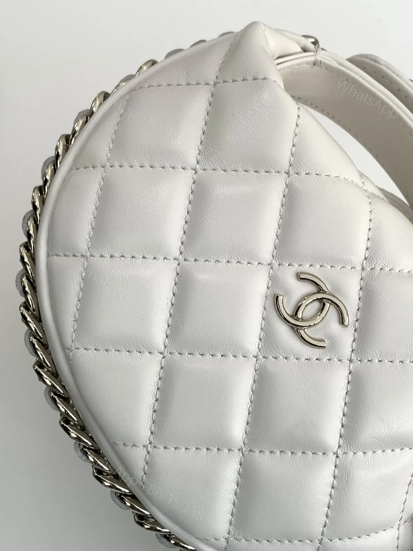 View 6 of CHANEL 23C white hula hoop clutch