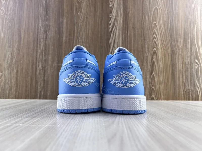 View 9 of Bold Two-Tone Leather Sneaker: Blue & White Luxury Shoes