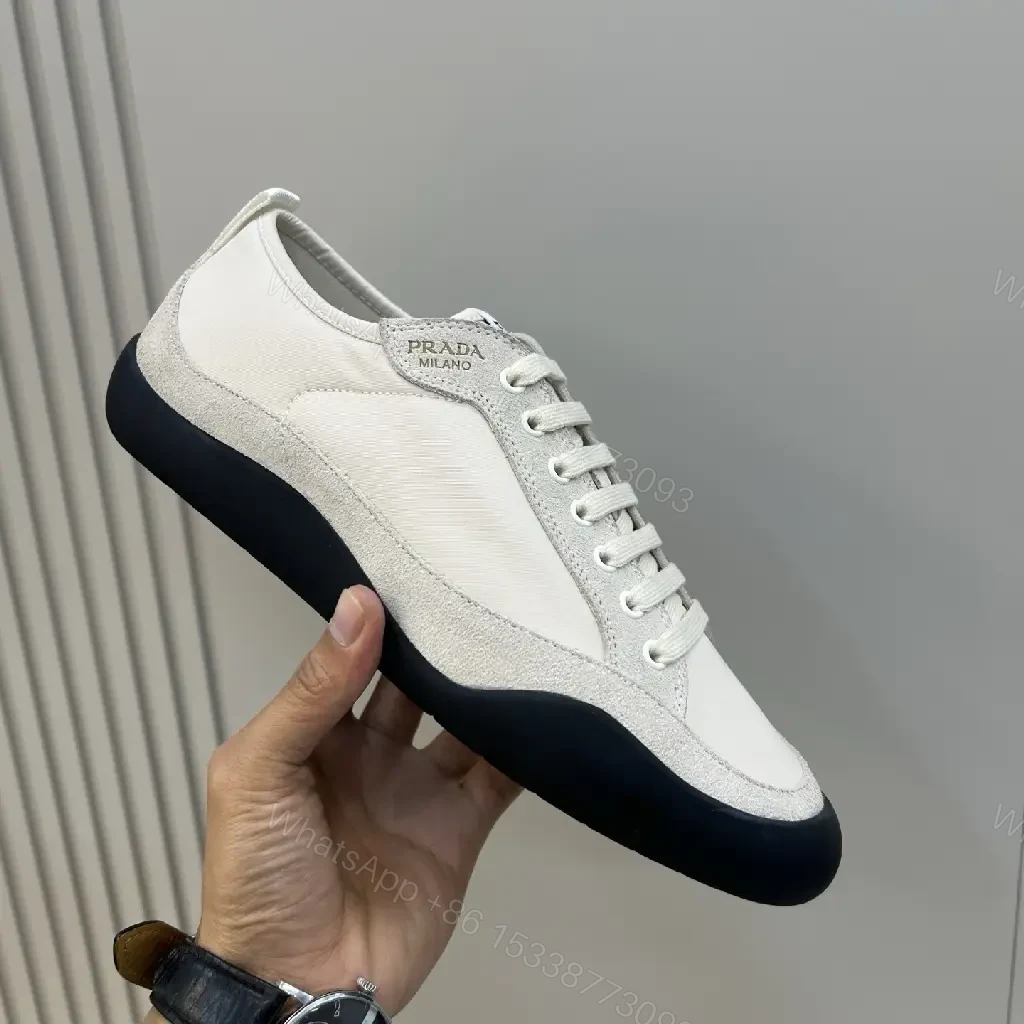View 5 of Minimalist Off-White Leather Suede High-Tops: Subtle Luxury Sneakers