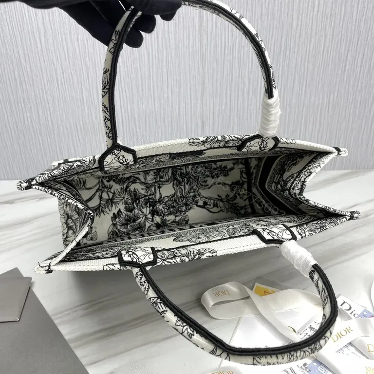 View 3 of Monochrome Floral Dior Tote: Bold Everyday Luxury Bag