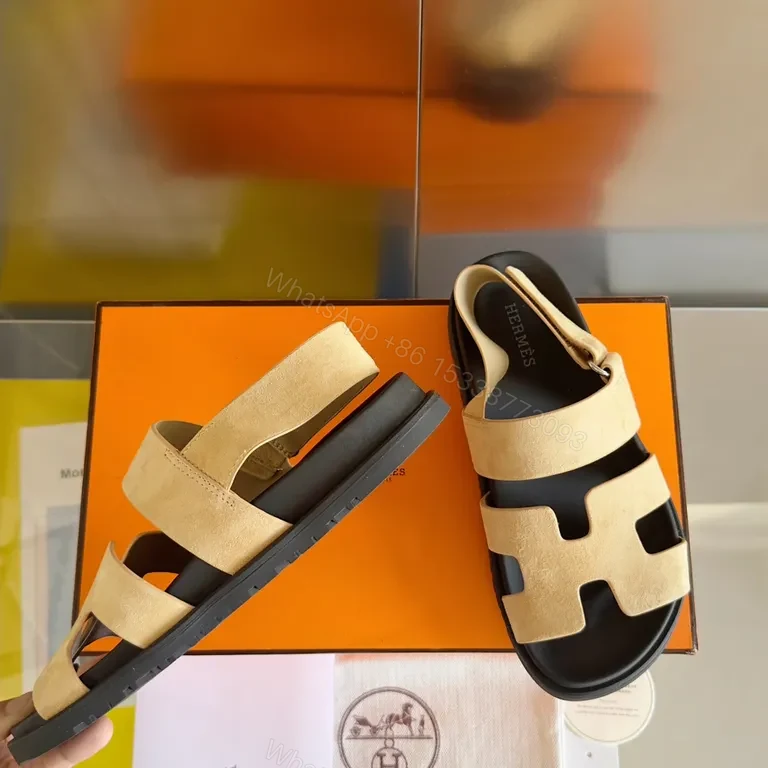View 9 of Bold Sand & Black Hermes-Inspired Sandals: Modern Luxury Comfort
