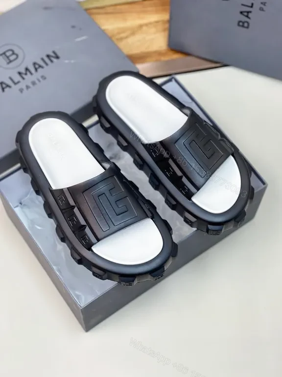 View 2 of Monochrome Balmain Embossed Slide with Cushioned Comfort