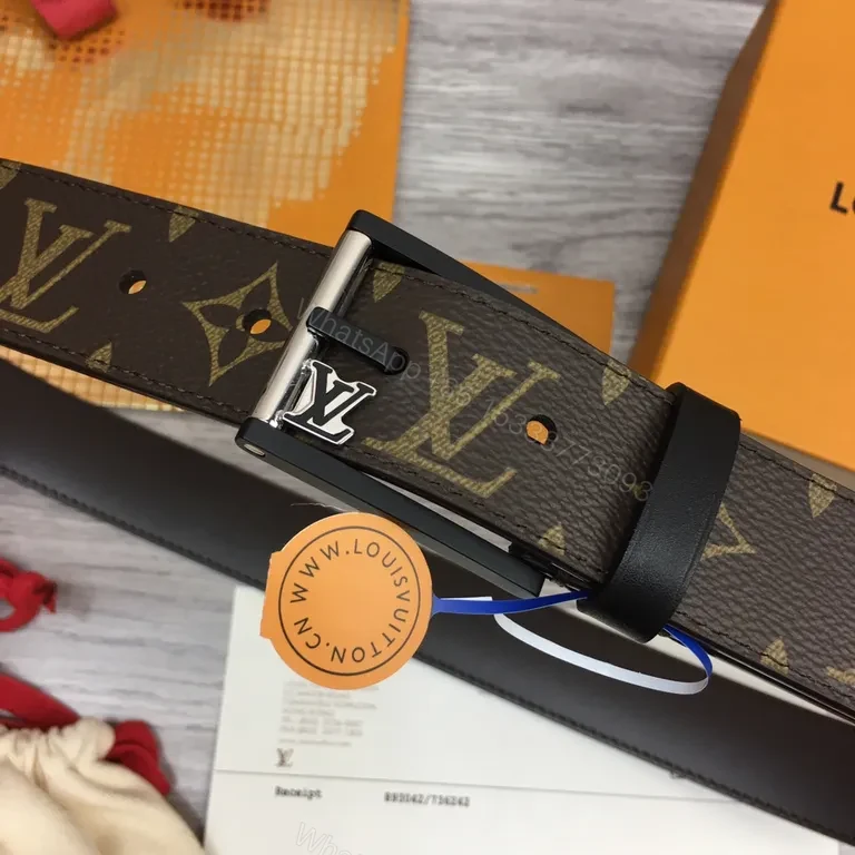 View 6 of Bold LV Monogram Belt: Italian Leather, Luxury Style, Durable Buckle