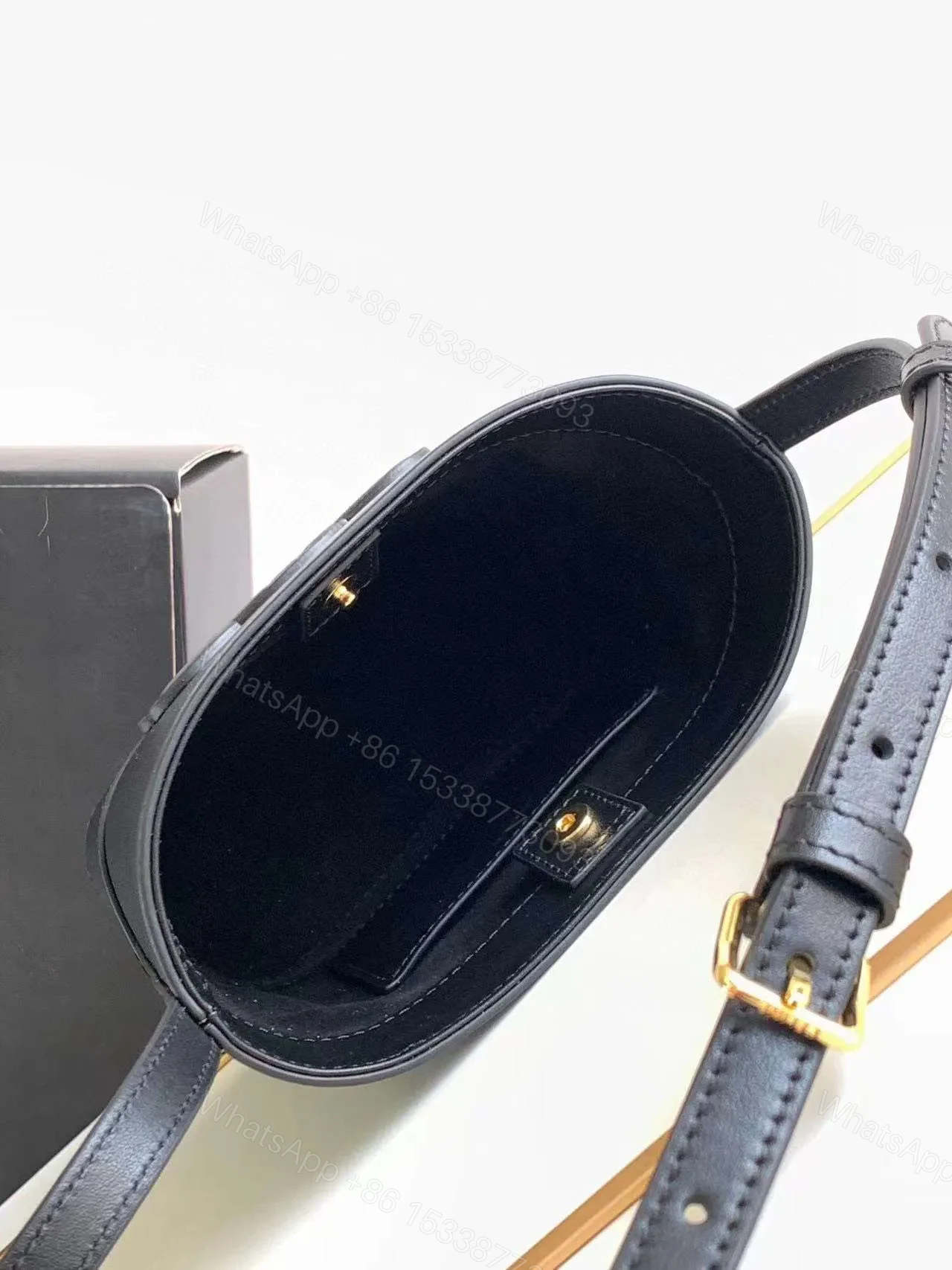 View 7 of Celine Small Bucket Cuir Triomphe Mini Black Bucket Bag 19.5x16x7cm