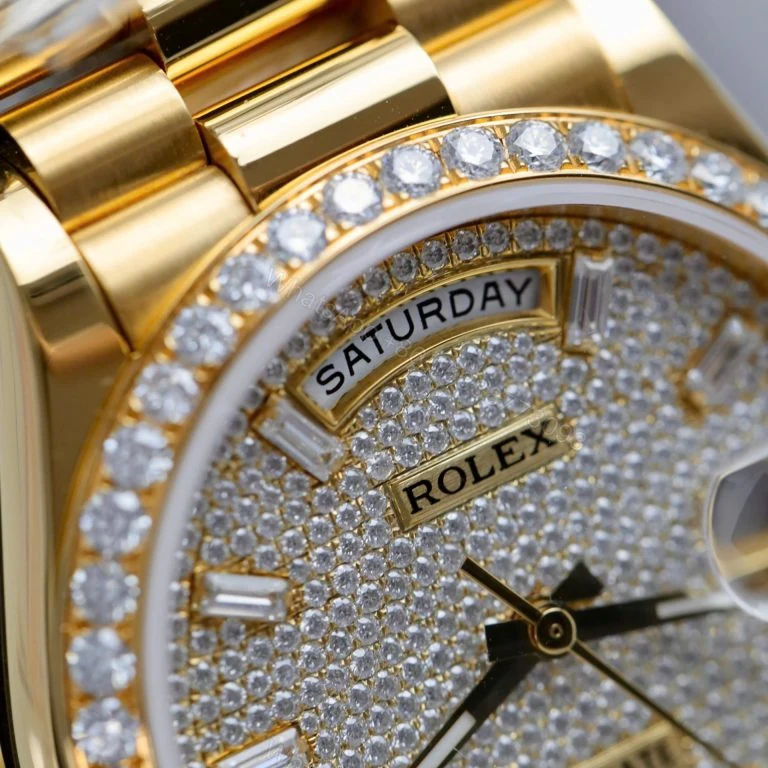 View 3 of Rolex Day-Date 36mm Super Clone18K Gold Wrapped + Moissanite Diamonds