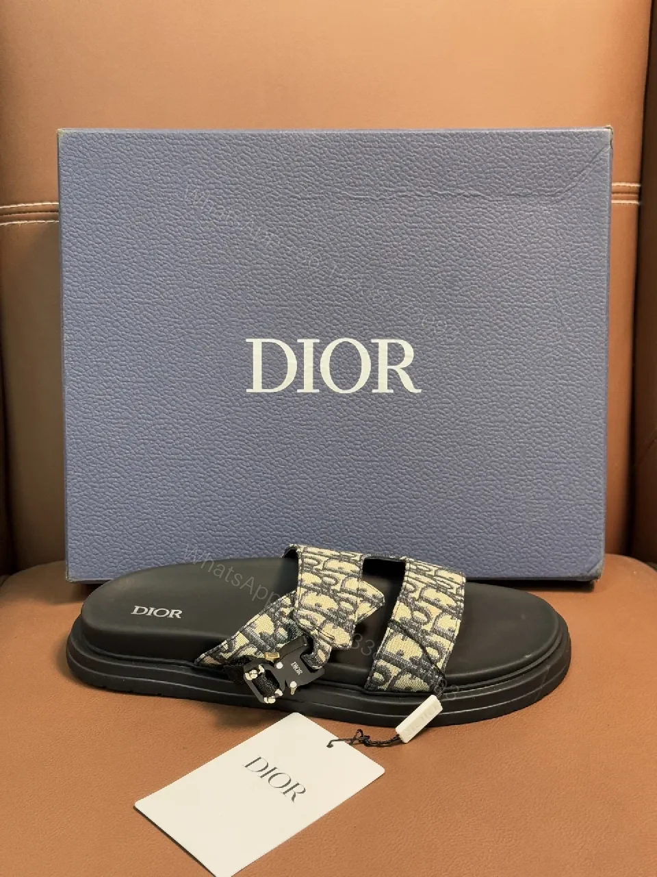 View 6 of Patterned Luxury Slides with Signature Monogram Comfort