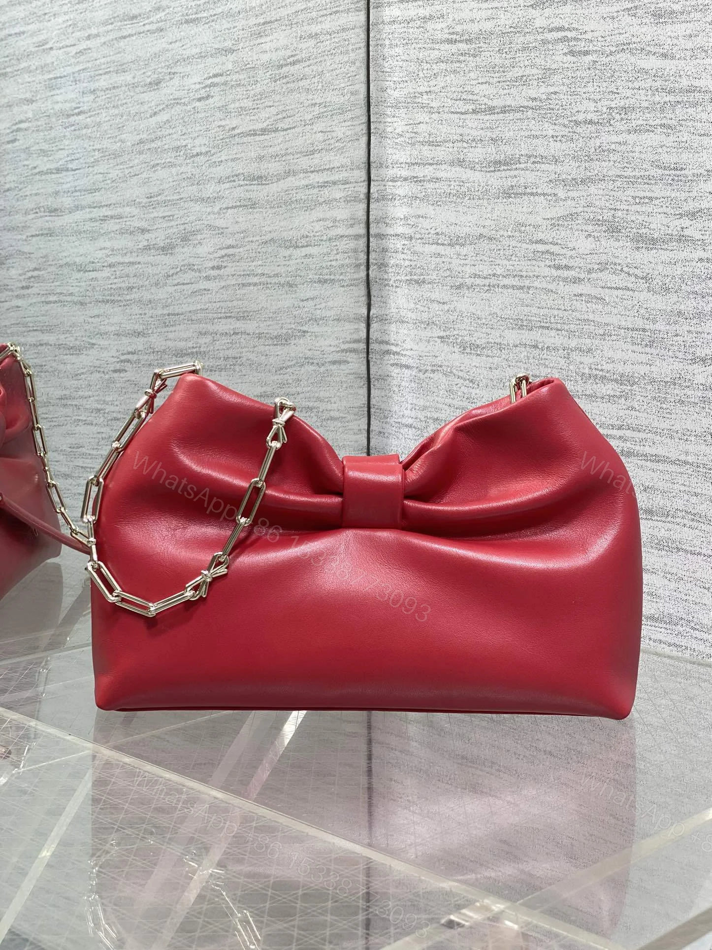View 3 of Dior Bow Bag Red Lambskin