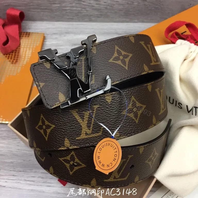 View 7 of Iconic LV Monogram Belt â€“ Premium Leather Backing, Gunmetal Buckle