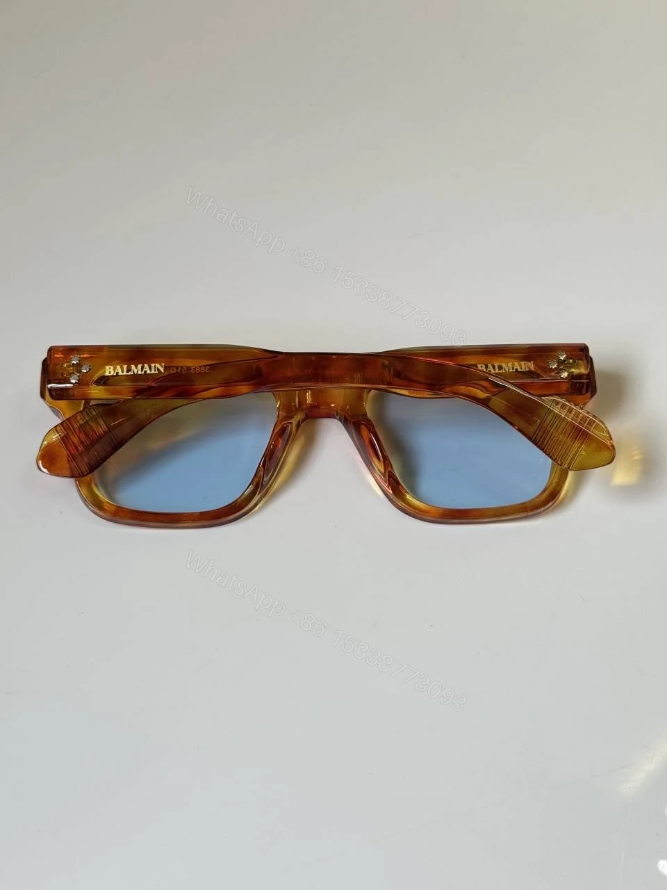 View 3 of First Copy Burberry Brown Square Sunglasses Blue Lens Unisex UV Protection
