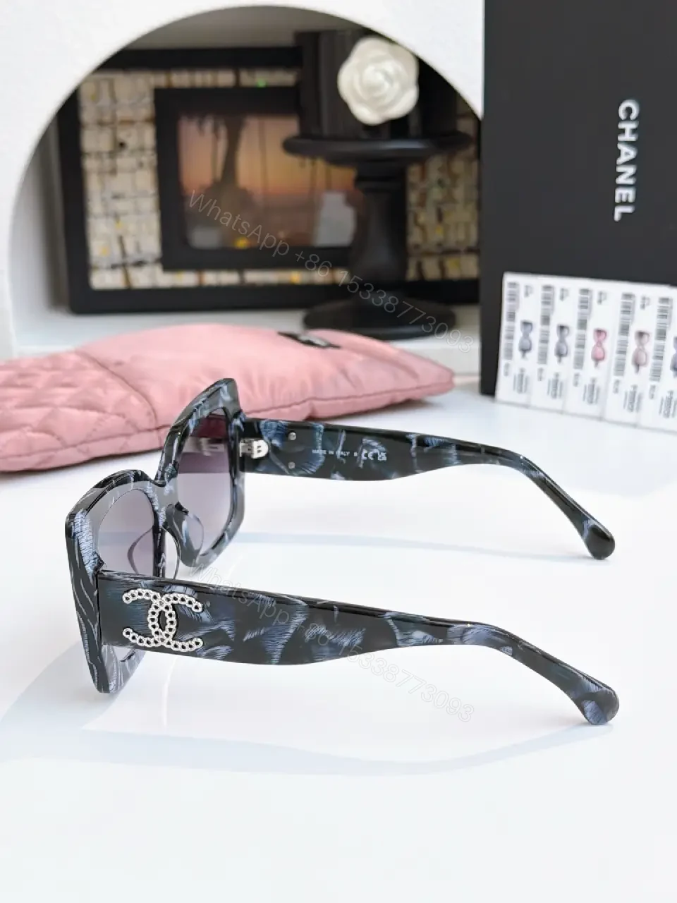 View 8 of Chic Square-Frame Sunglasses with Gold Accents – Statement Pair