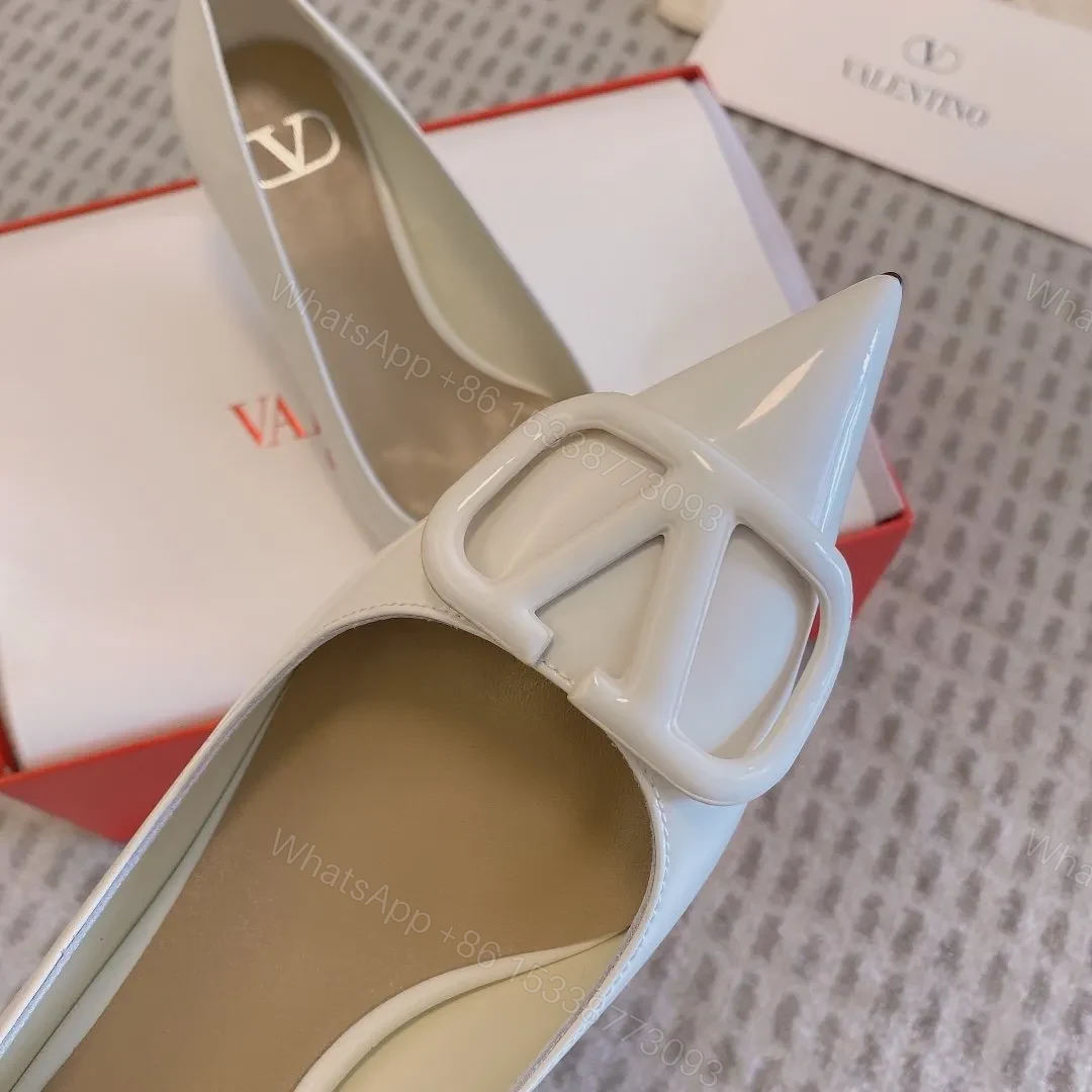 View 4 of Valentino Women White Patent Leather Pointed Flats