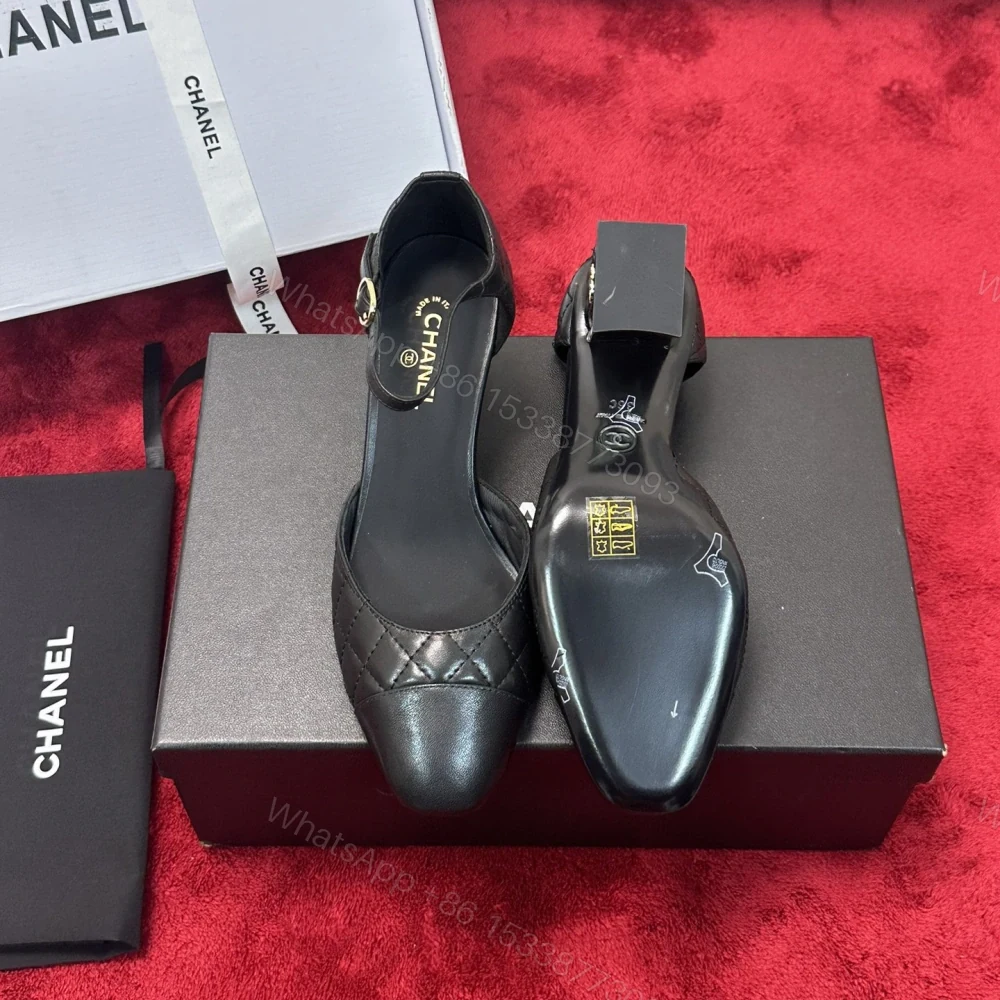 View 4 of 高仿Chanel*G38441B露邊高跟單鞋小牛皮黑色4.5CM免檢版