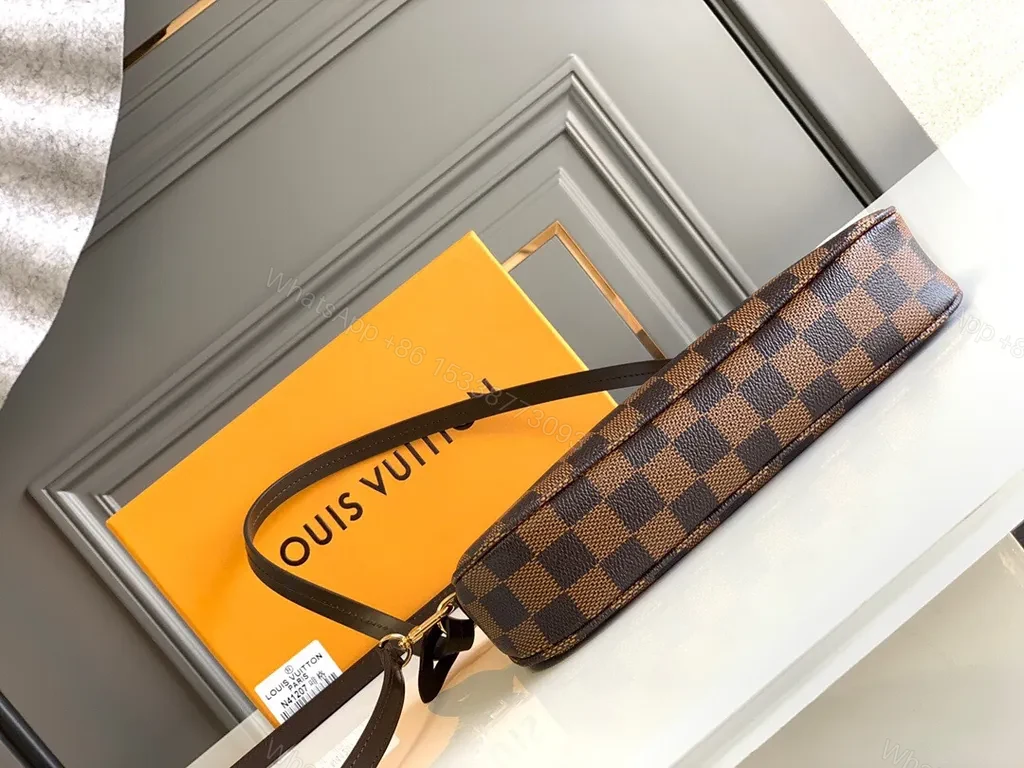 View 9 of Damier Ebony Chic: Compact LV-Style Shoulder Bag, Crossbody