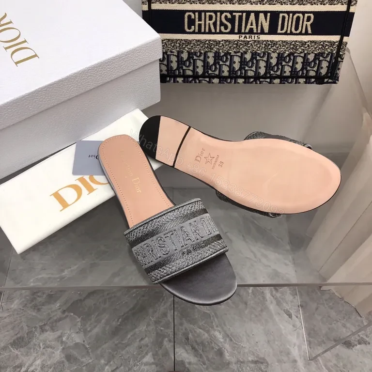 View 9 of Metallic Knit Luxe Slides: Dior Signature Comfort Slip-Ons