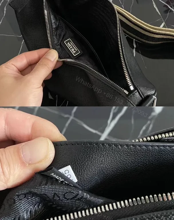 View 6 of Triangular Prada Pouch: Luxe Leather, Bold Utility Bag