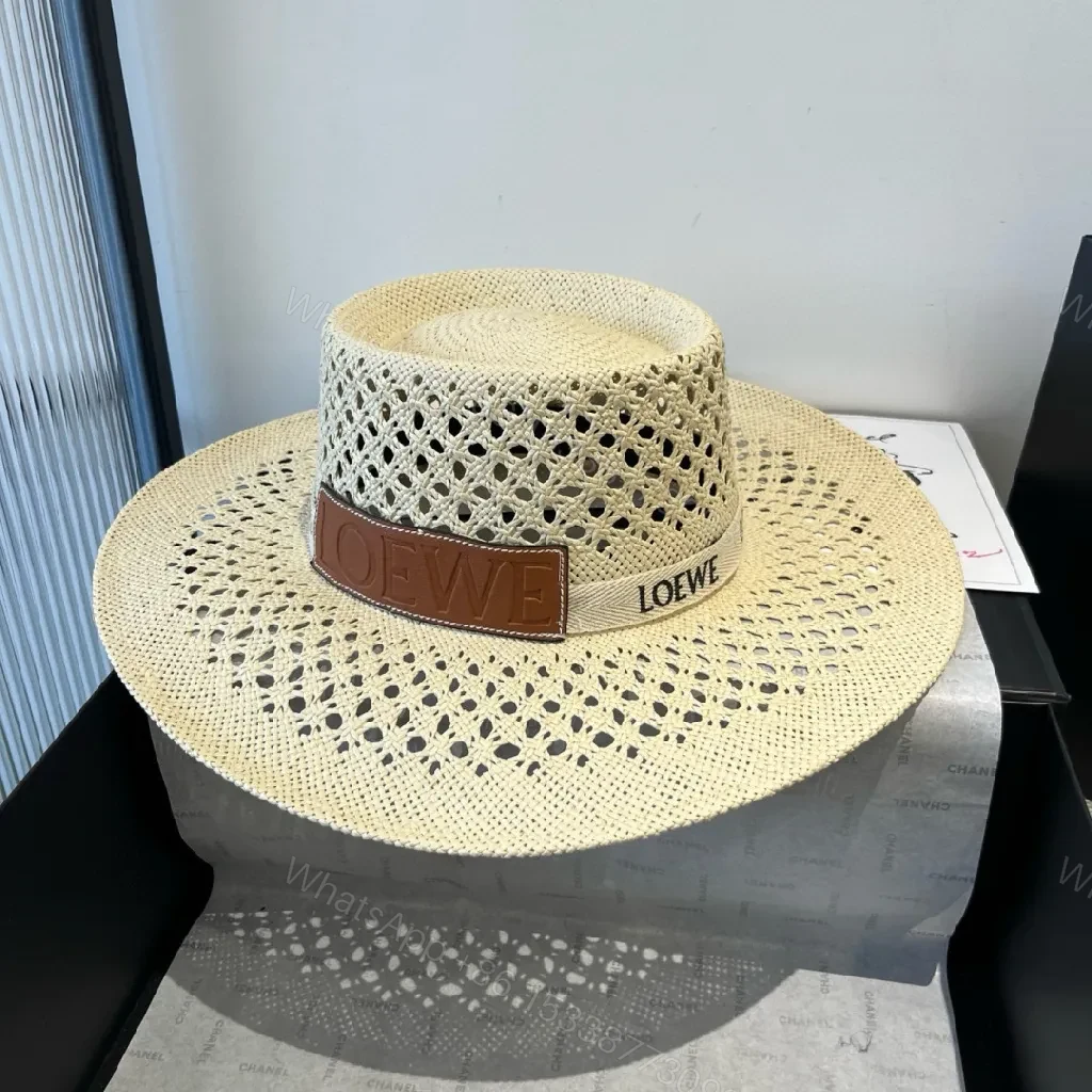 Lux Straw Hat with LOEWE Band, Breathable Open-Weave Style — view 1