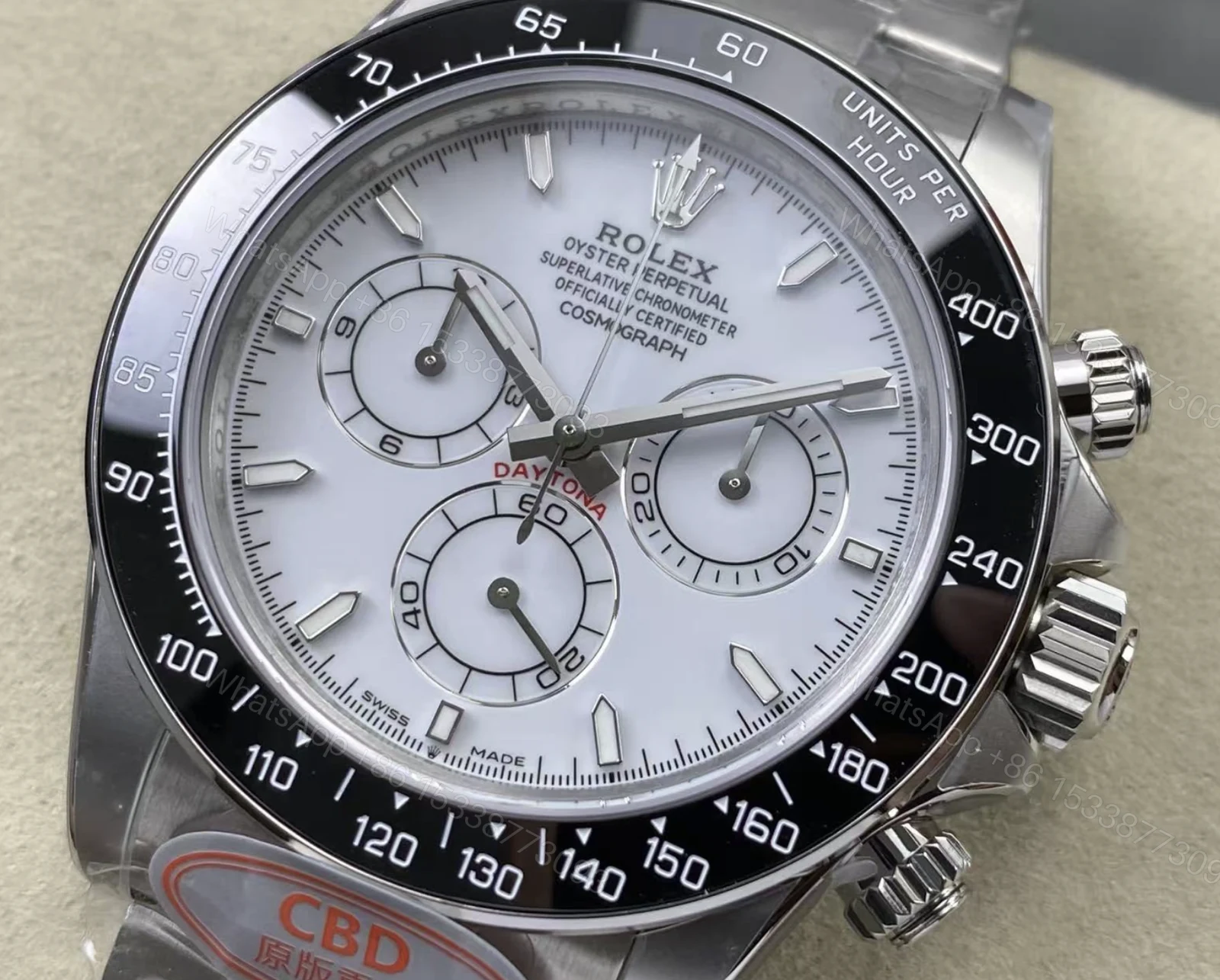 View 5 of Supe Clone Rolex Daytona 126502 Stainless Steel Platinum Rolesium White Grand Feu Enamel Dial (2026)