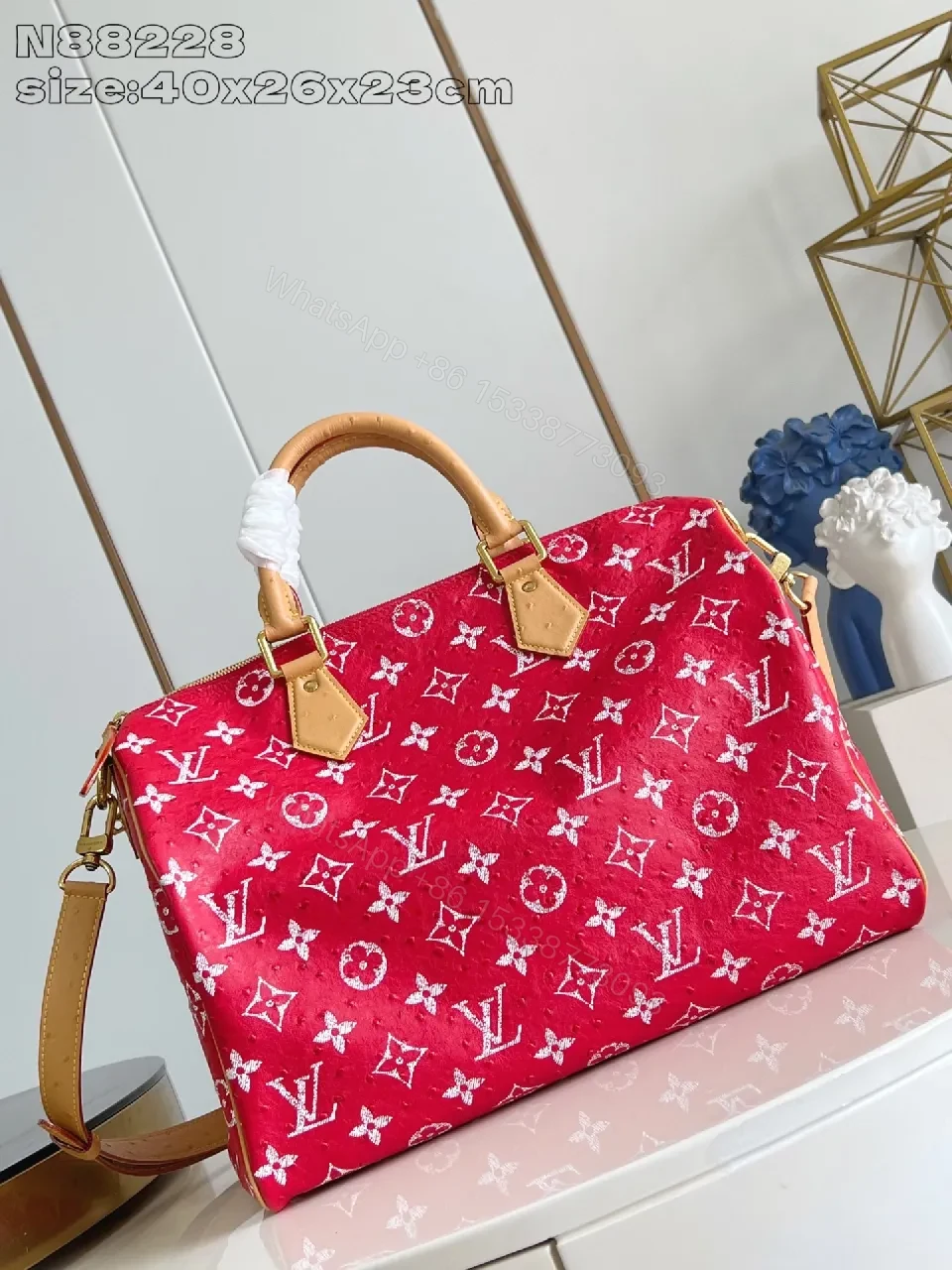 Bold Red Monogram Travel Tote: Luxe Everyday Carry — view 1