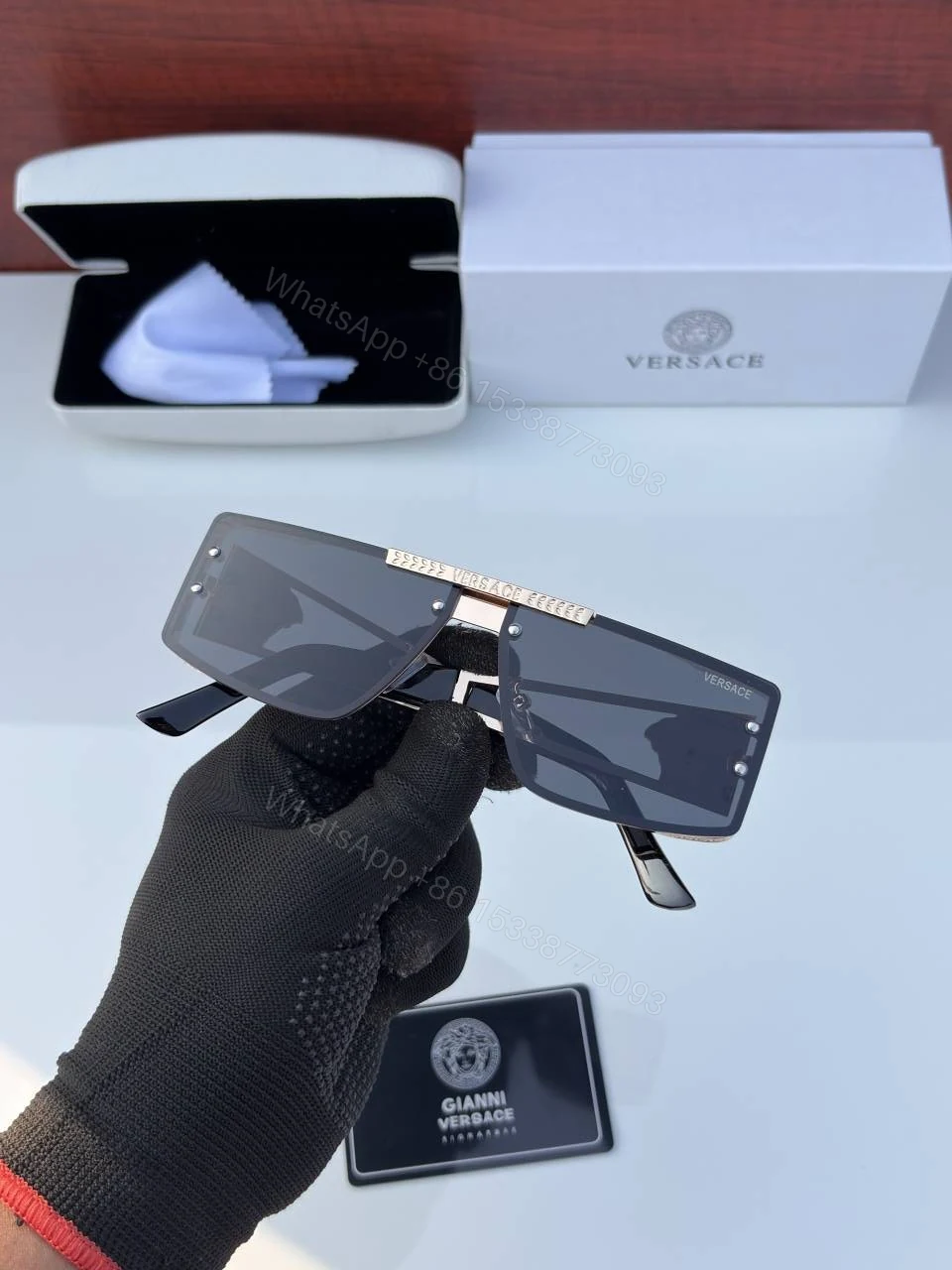 View 2 of First Copy Versace17383 Golden Black Sunglasses