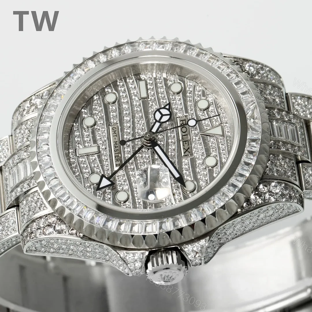 View 3 of KZ Factory Clean Factory TW Rolex GMT II Diamond Watch – Silver