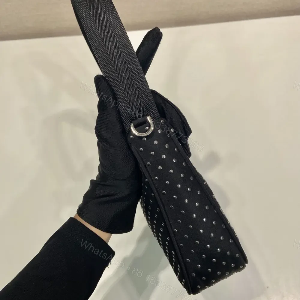 View 6 of 高仿Prada*RE-Nylon系列1BC515鉚釘單肩包黑色Mini免檢版