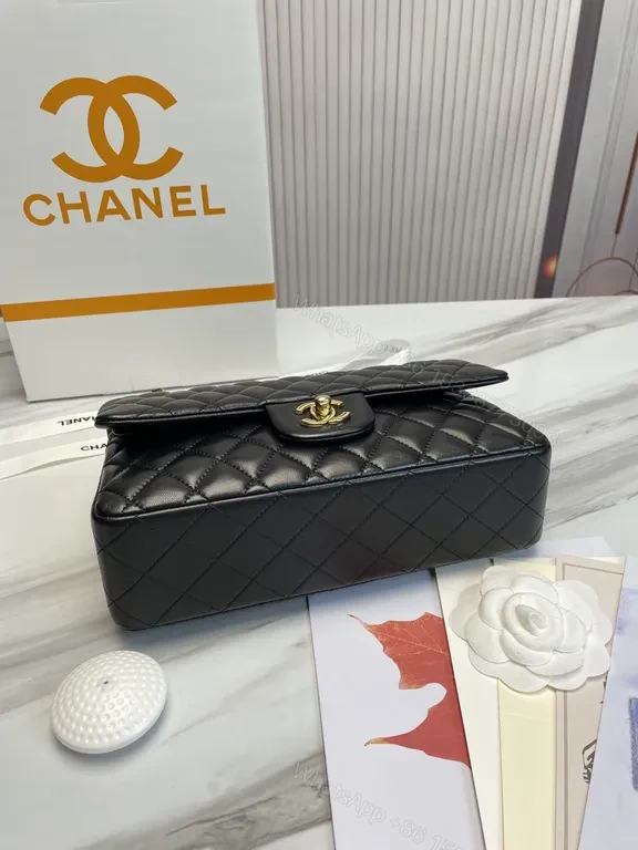 View 6 of Quilted Black Leather Shoulder Bag: Timeless Luxe, CC Hardware