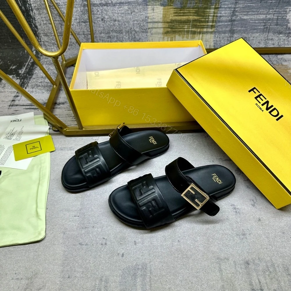 View 2 of FENDI FEEL NAPPA SLIDES BLACK