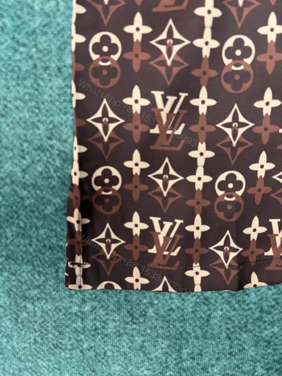 View 11 of Brown LV Monogram Short-Sleeve Shirt, Relaxed Button-Front Classic Style