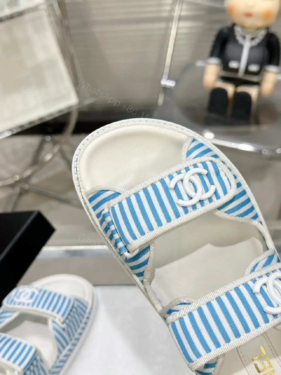 View 9 of Blue Striped Sandals: Casual Luxe Comfort