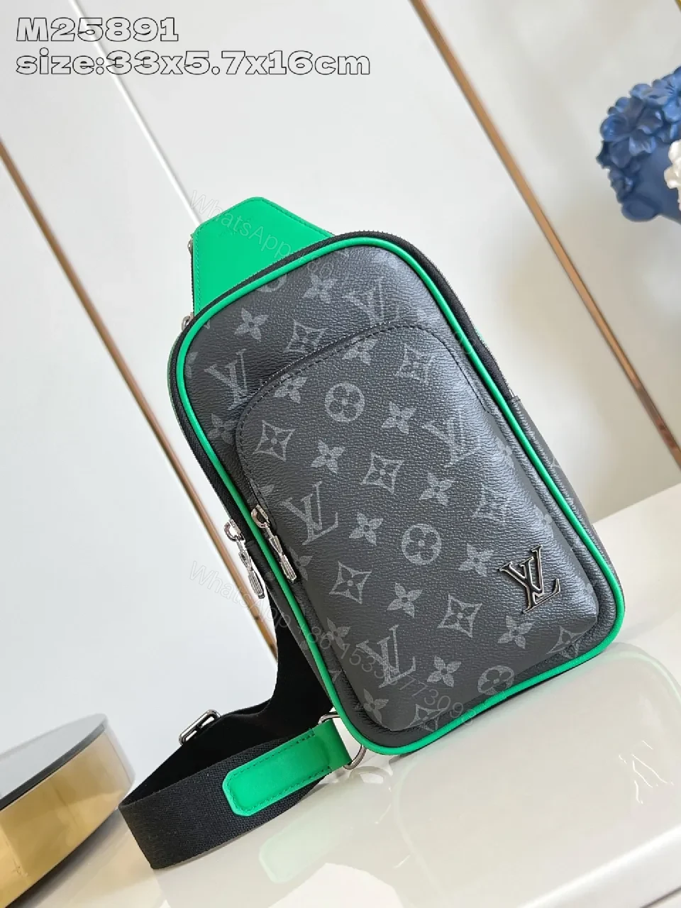 Compact Monogram Messenger Bag: Grey, Neon Accent, Luxe Street Style — view 1