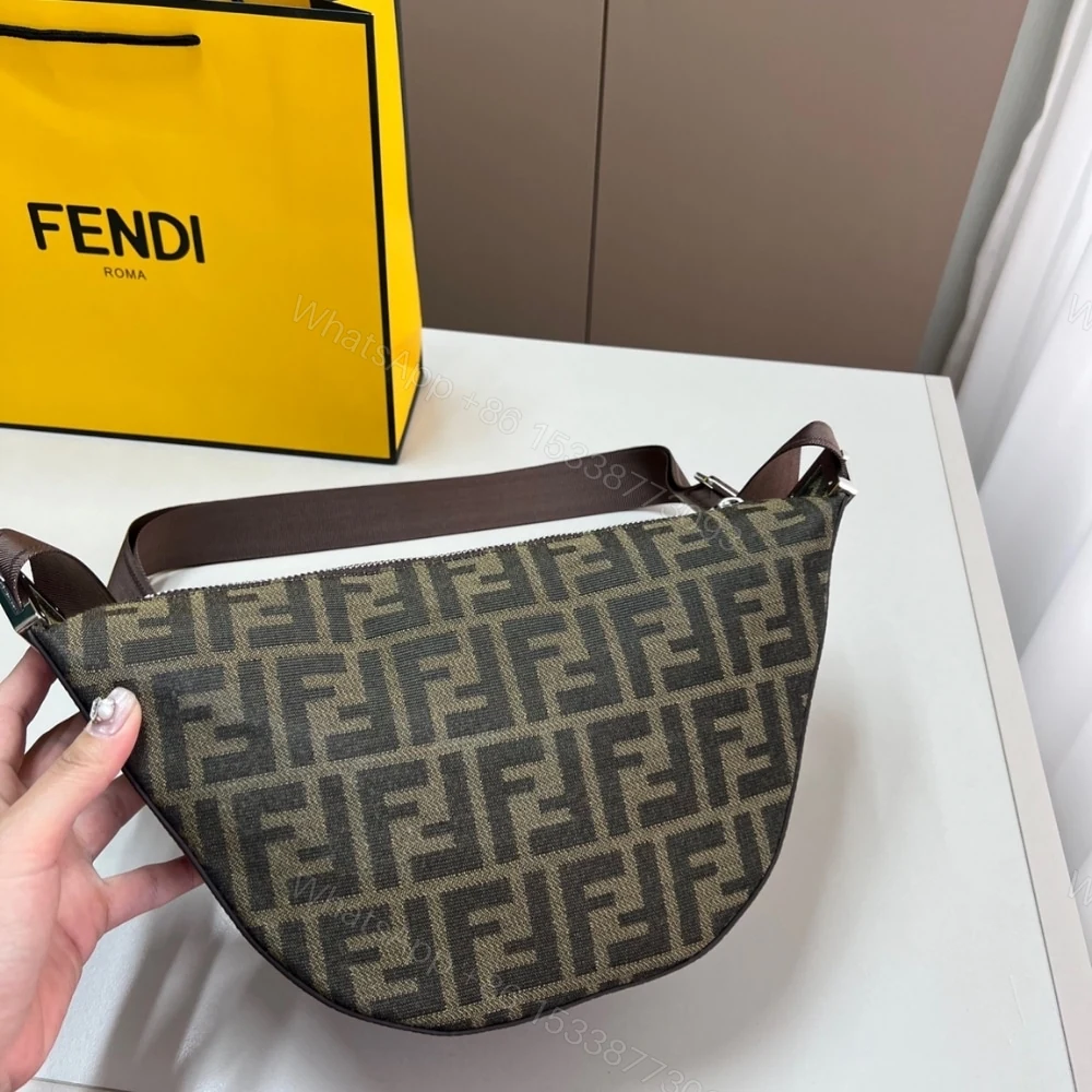 View 3 of FENDI FF JACQUARD MELON SMALL BROWN 24CM 7VA635ASIQF19KW