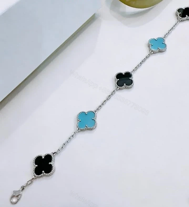 View 4 of Van Cleef Replica Alhambra Onyx & Agate Bracelet VF963