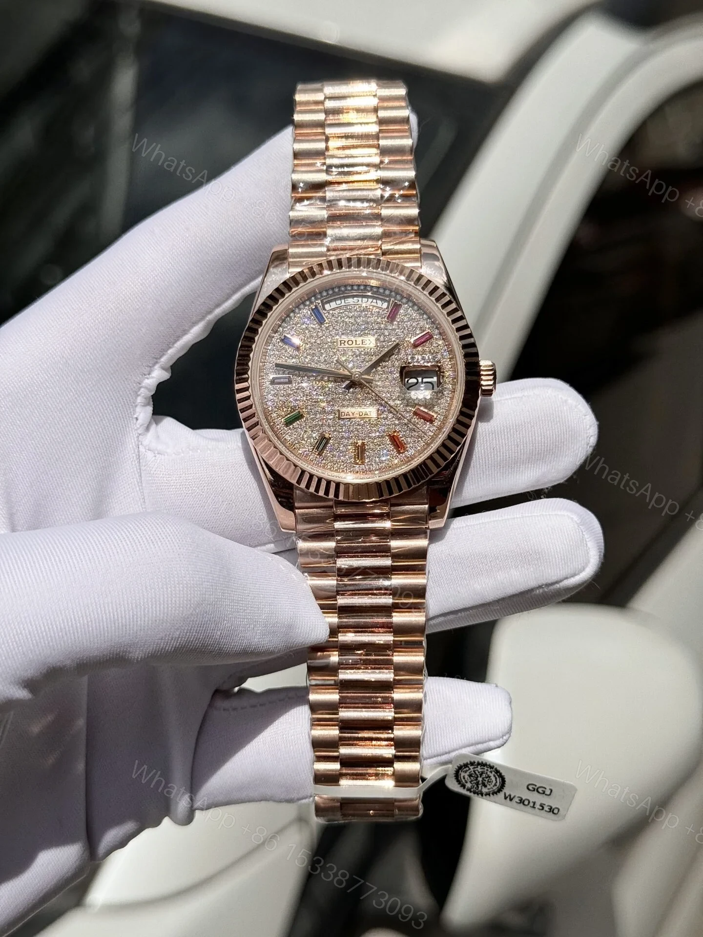 View 2 of Superclone Rolex Day-Date Diamond-Paved Dial 128235-0039 36 mm