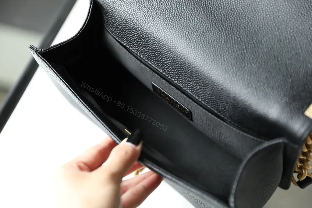 View 2 of Chanel-Style Quilted Leather Crossbody, Black & Gold Hardware