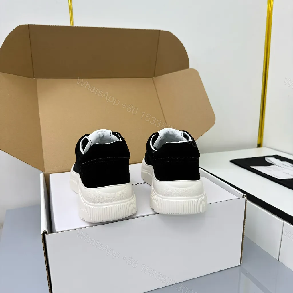 View 7 of Black Suede-White Chunky-Soled Sneaker: Modern Luxury Comfort
