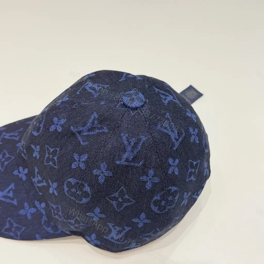 View 5 of Dark Navy LV Embroidered Monogram Logo Baseball Cap
