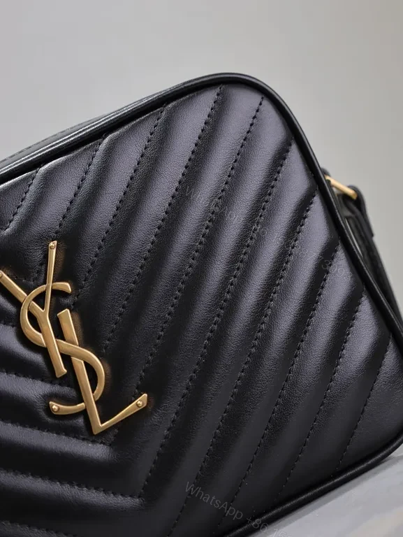 View 5 of Gold Monogram Quilted Crossbody - Luxe, Leather, Compact Bag