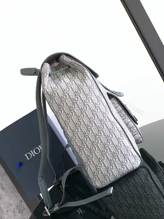 View 9 of Compact Dior Canvas Backpack with Leather Trims