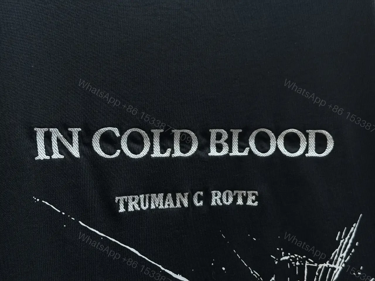 View 8 of Black Cotton Tee, Dramatic Crackle Print, Relaxed Fit, Bold Typography Tee